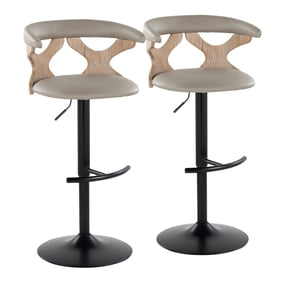 2 LumiSource Gardenia Light Grey PU Swivel Adjustable Barstools