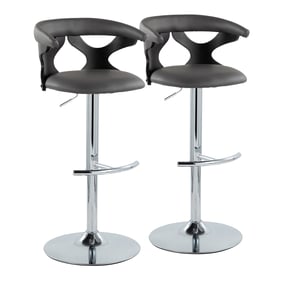 2 LumiSource Gardenia Black Grey Swivel Adjustable Barstools