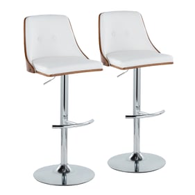 2 LumiSource Gianna White PU Swivel Adjustable Barstools