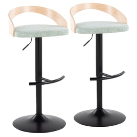 2 LumiSource Grotto Light Green Swivel Adjustable Height Barstools with Bla...