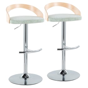 2 LumiSource Grotto Light Green Swivel Adjustable Height Barstools with Chr...