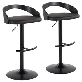 2 LumiSource Grotto Black Swivel Adjustable Barstools