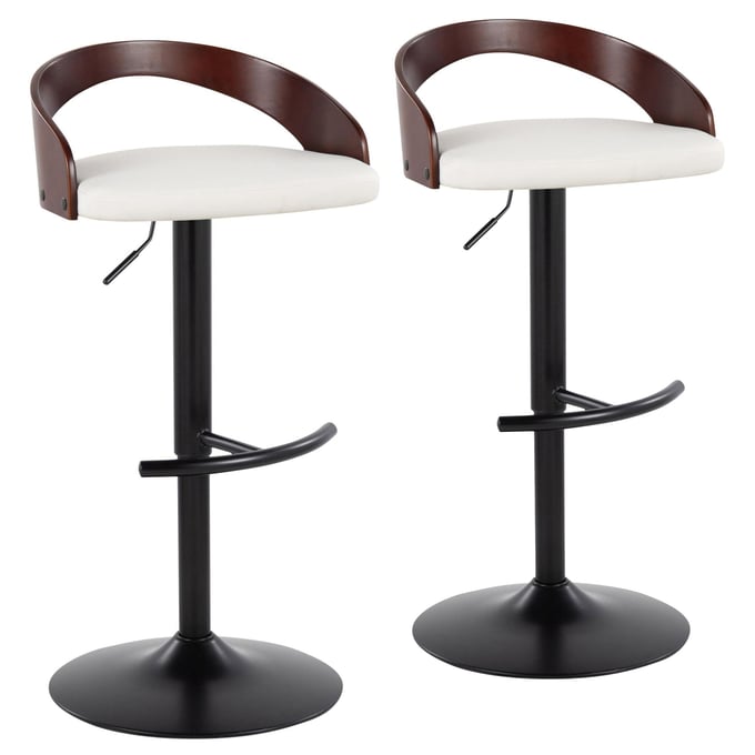 2 LumiSource Grotto Cherry White Swivel Adjustable Barstools LUMI-BS-GROTTOPU-RT2-BKCHW2