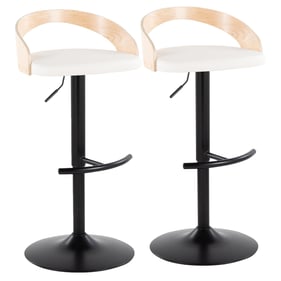 2 LumiSource Grotto White Swivel Adjustable Barstools