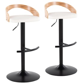 2 LumiSource Grotto Zebra Wood White Swivel Adjustable Barstools