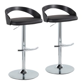 2 LumiSource Grotto Black PU Swivel Adjustable Barstools