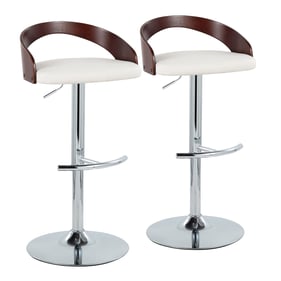 2 LumiSource Grotto White PU Swivel Adjustable Barstools