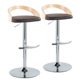 2 LumiSource Grotto Natural Brown Swivel Adjustable Barstools