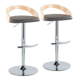 2 LumiSource Grotto Natural Grey Swivel Adjustable Barstools