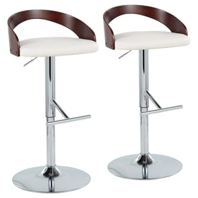 2 LumiSource Grotto Cherry White PU Swivel Adjustable Height Barstools