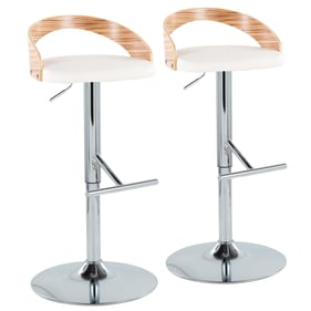 2 LumiSource Grotto White PU Swivel Adjustable Height Barstools