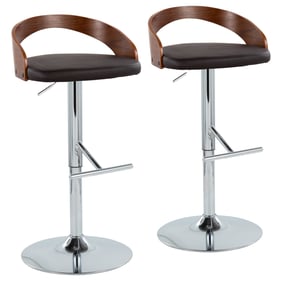 2 LumiSource Grotto Brown PU Swivel Adjustable Height Barstools