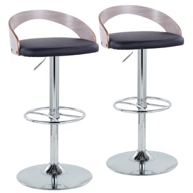 2 LumiSource Grotto Black Swivel Adjustable Height Barstools with Wheel Foo...