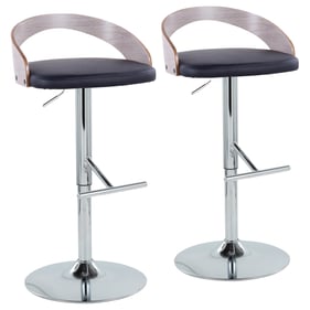 2 LumiSource Grotto Black PU Swivel Adjustable Height Barstools