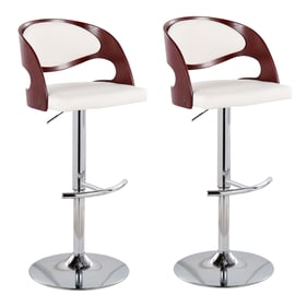 LumiSource Pino White Swivel Adjustable Barstool