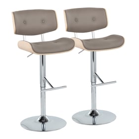 2 LumiSource Lombardi Light Grey Swivel Adjustable Barstools