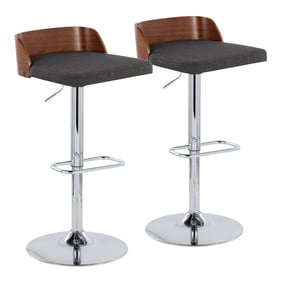 2 LumiSource Maya Chrome Charcoal Swivel Adjustable Barstools with Rounded ...