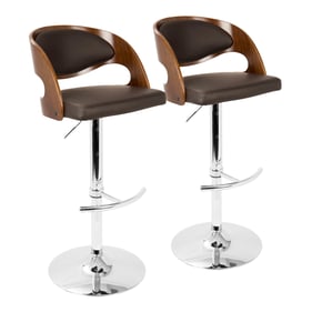 2 LumiSource Pino Walnut Brown Swivel Adjustable Barstools