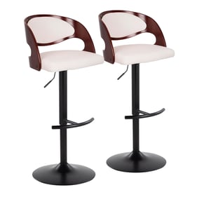 2 LumiSource Pino White PU Swivel Adjustable Barstools