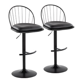 2 LumiSource Riley Black Swivel Adjustable Height Barstools