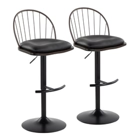 2 LumiSource Riley Brown Swivel Adjustable Height Barstools