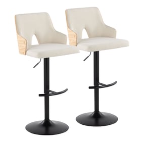 2 LumiSource Stella Natural Cream Swivel Adjustable Barstools