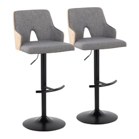 2 LumiSource Stella Natural Light Grey Swivel Adjustable Barstools