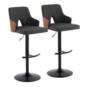 2 LumiSource Stella Walnut Charcoal Swivel Adjustable Barstools