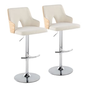 2 LumiSource Stella Cream Fabric Swivel Adjustable Barstools