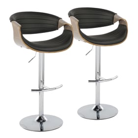 2 LumiSource Symphony Chrome Black Swivel Adjustable Barstools