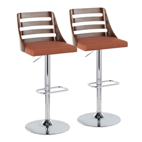 2 LumiSource Trevi Orange Swivel Adjustable Barstools