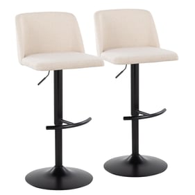 2 LumiSource Toriano Black Cream Noise Fabric Swivel Adjustable Bar Stools ...