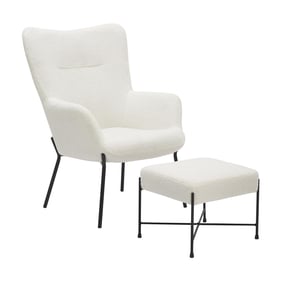 LumiSource Izzy White Lounge Chair and Ottoman Set