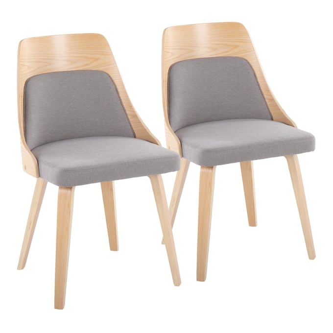 2 LumiSource Anabelle Natural Grey Dining Chairs LUMI-CH-ANBELHLBW2-NAGY2