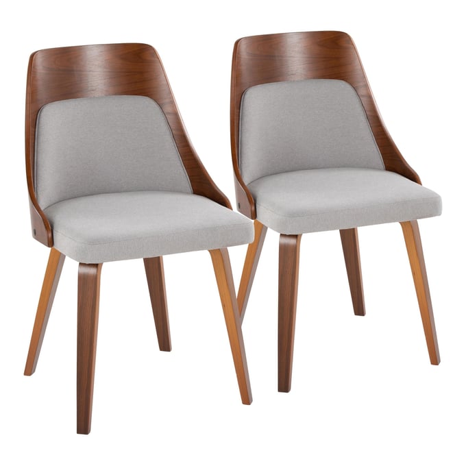 2 LumiSource Anabelle Walnut Grey Dining Chairs LUMI-CH-ANBELHLBW2-WLGY2