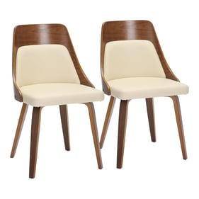 2 LumiSource Anabelle Walnut Cream Dining Chairs