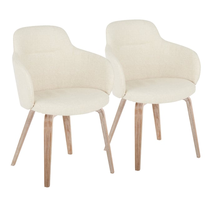 2 LumiSource Boyne Cream Dining Chairs LUMI-CH-BOYNEFB-HLBW2-WWCR2