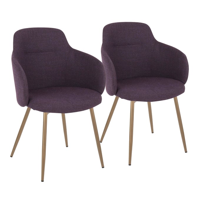 2 LumiSource Boyne Purple Dining Chairs LUMI-CH-BOYNEFB-HLC2-ANCUPR2