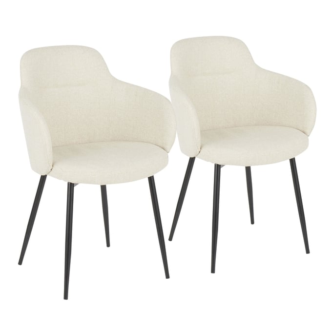 2 LumiSource Boyne Black Cream Dining Chairs LUMI-CH-BOYNEFB2-BKCR2