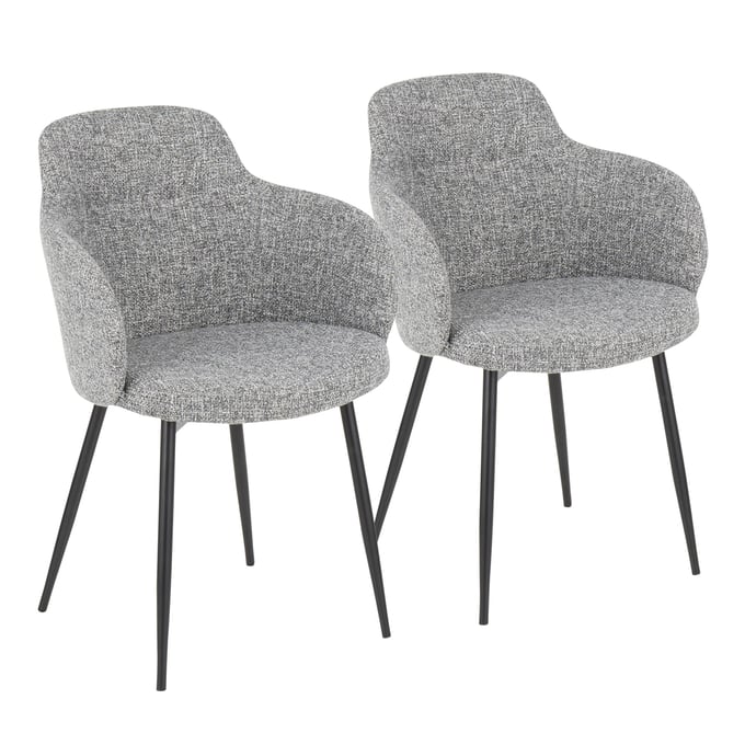 2 LumiSource Boyne Black Grey Dining Chairs LUMI-CH-BOYNEFB2-BKDGY2