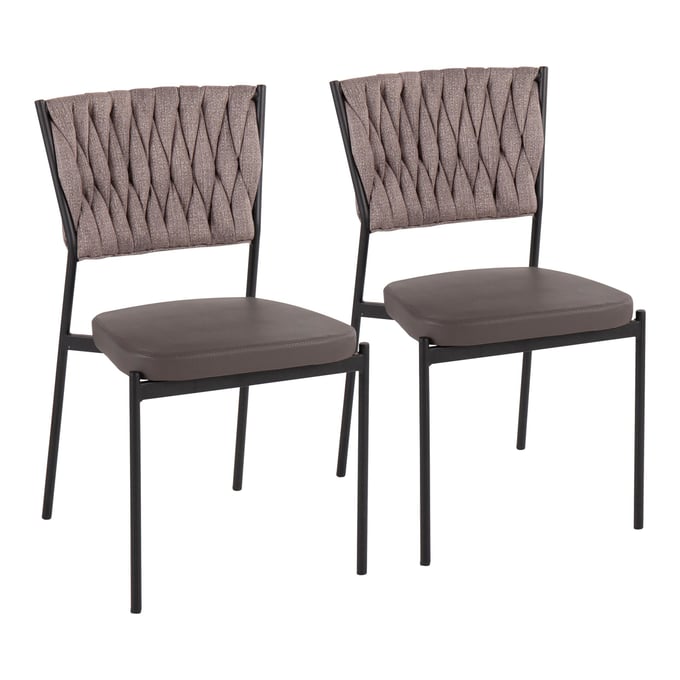 2 LumiSource Braided Tania Grey Chairs LUMI-CH-BRAIDTANIA-BKGYLBN2