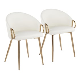 2 LumiSource Claire Gold White Chairs