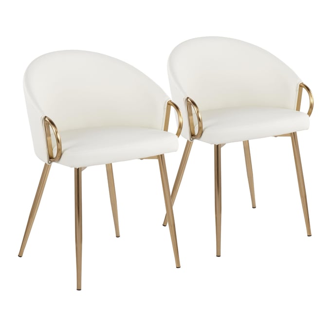 2 LumiSource Claire Gold White Chairs LUMI-CH-CLAIREPU2-AUW2