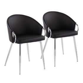 2 LumiSource Claire Chrome Black Chairs