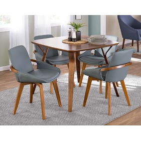 Lumisource Folia Grey Faux Leather 5pc Dining Room Set