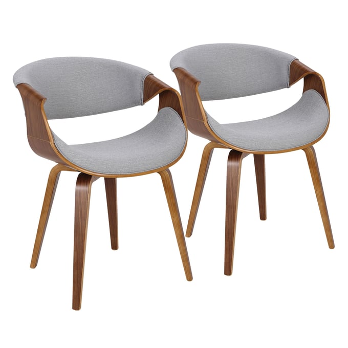 2 LumiSource Curvo Grey Dining Chairs LUMI-CH-CURVO-HLBW2-WLWLGY2