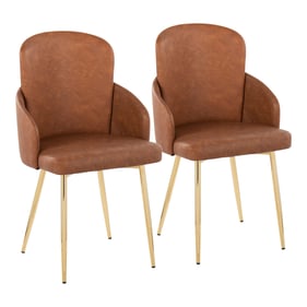 2 LumiSource Dahlia Gold Camel PU Dining Chairs