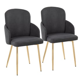 2 LumiSource Dahlia Gold Grey Fabric Dining Chairs