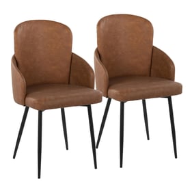 2 LumiSource Dahlia Black Camel PU Dining Chairs