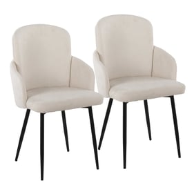 2 LumiSource Dahlia Black Cream Fabric Dining Chairs